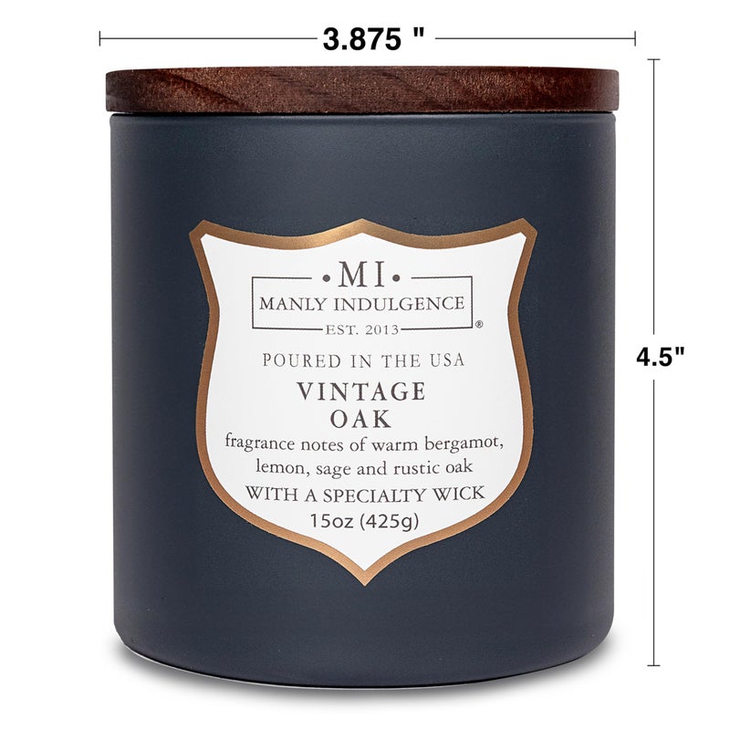 Manly Indulgence Vintage Oak Scented Candles for Men, 15 oz Wooden Wick, Premium Soy Blend Wax, 60H Burn, Candles for Home Scented - Made in The USA - Image 4